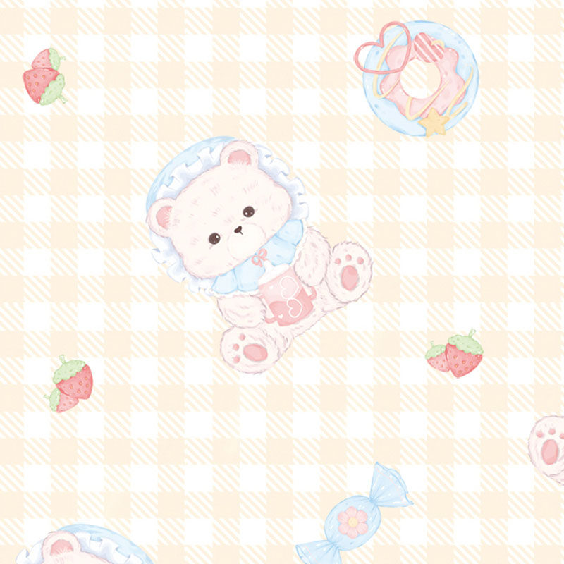 Baby Clothing Fabric - yellow “Baby Bear” Scattered Print Lolita